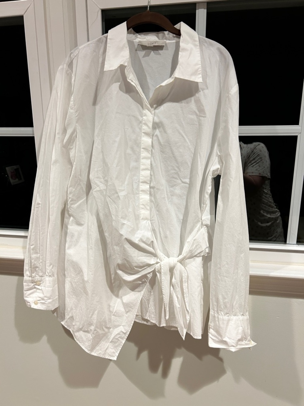 LOFT White Tie-Front Blouse